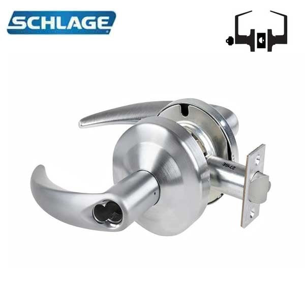 Schlage - ND70BD - Commercial Lever Set - Classroom Lock - Less SFIC - Satin Chrome - Optional Levers - Fire Rated - Grade 1