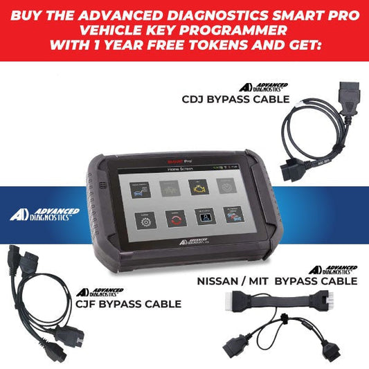 Advanced Diagnostics - SMART Pro Vehicle Key Programmer - w/ 1 Year of Free Tokens/Updates - 3 Bypass Cables Included - ADC2011 / ADC2012 / ADC2017 (PROMOTION)