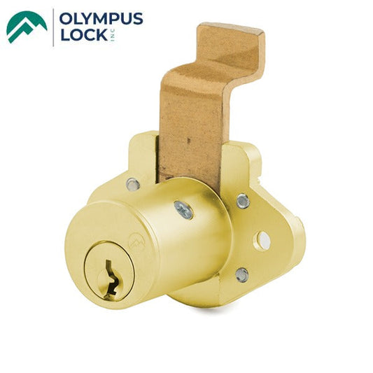 Olympus - R078 - R Series Deadbolt Door & Drawer Cabinet/Furniture Locks - Offset Bolt Bolt - 1-1/8" Cylinder Length - Polished Brass - Keyed Different