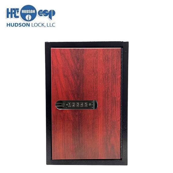 HPC - Single-Tag Kekab with Digital Lock - 60 Key Capacity - Black with Red Wood Finish