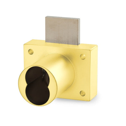 Olympus - 931DW - Cabinet Deadbolt Drawer Lock - IC: For Medeco or Yale Large-Format Cores - Less Cylinder - Polished Brass - Optional Key Retaining - Grade 1