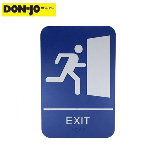 Don-Jo - HS 9070 38 - Exit Sign w/ Braille - Matte Blue - 9" x 6"