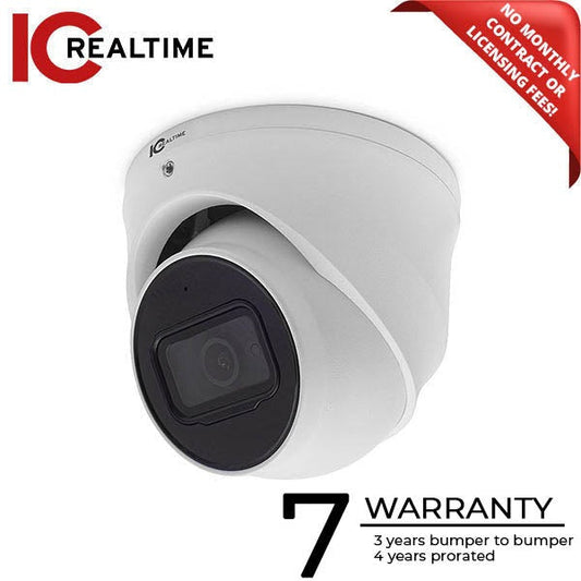 IC Realtime - IPEG-E20F-IRW3 / 2MP IP Indoor/Outdoor Small Size Vandal Eyeball Dome Camera / Fixed 2.8mm Lens (110°) / 98 Feet IR / PoE Capable.