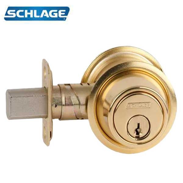 Schlage - B563P - Commercial Deadbolt - Classroom - Bright Brass - Schlage C - Grade 2
