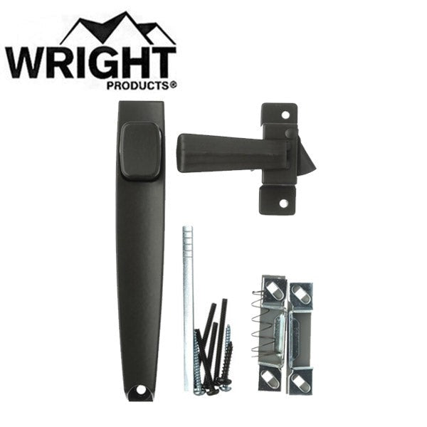 Wright - V333 - Push Button Latch For Screen and Storm Doors - Out Swinging - Wood / Metal Doors - Optional Finish
