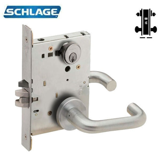 Schlage - L9082P - L Series Mortise Lock - Institutional - Keyed Cylinder - Fired Rated - Satin Chrome - Grade 1