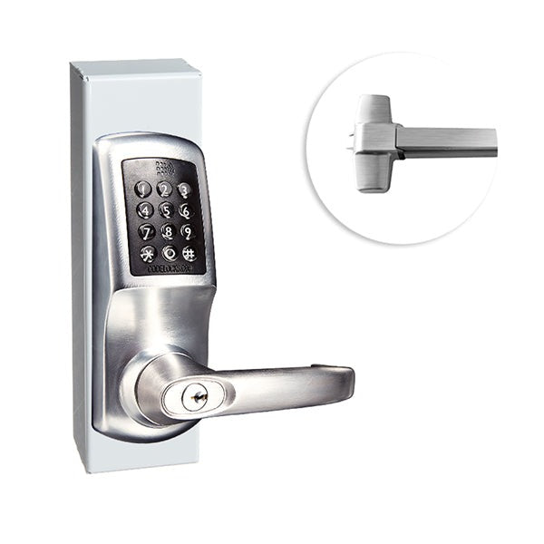 CodeLocks - CL5510 Gate Box Kit - Electronic Door Exit Trim with Panic Rim Exit Device - Heavy Duty - Panic Access Kit - Brushed Steel - Grade 2