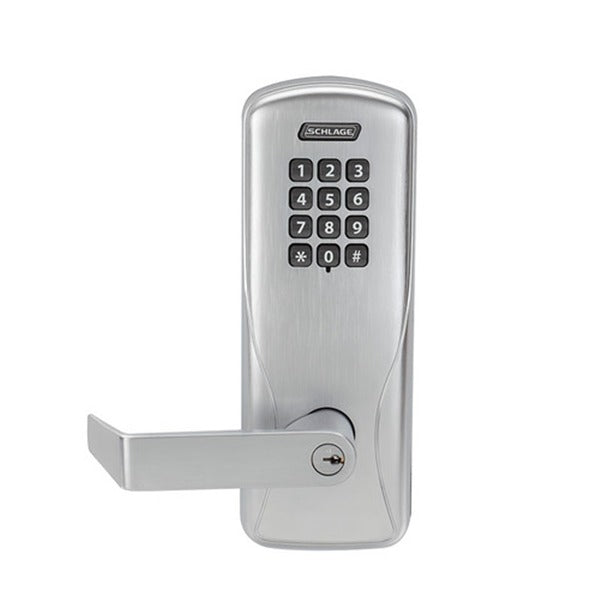 Schlage - CO-100 - Grade 1 Cylinder Keypad Programmable Lock - 6-pin - Rhodes Lever - Right Hand Reverse - Classroom - Satin Chrome - Exit Trim - Grade 1