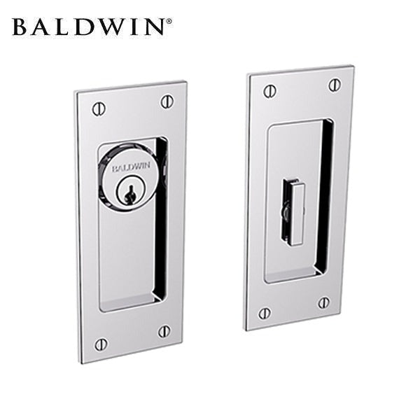 Baldwin Estate - PD006 - Small Santa Monica Pocket Door - Single Cylinder - Polished Chrome - Entrance - Grade 2