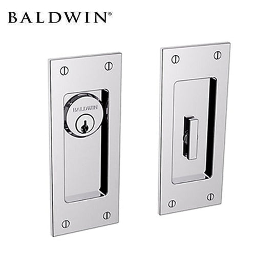 Baldwin Estate - PD006 - Small Santa Monica Pocket Door - Single Cylinder - Polished Chrome - Entrance - Grade 2