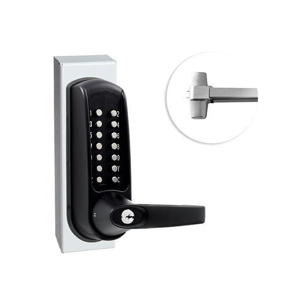 CodeLocks - CL600 Gate Box Kit - Mechanical Lock - Heavy Duty - Panic Access Kit Exit Trim with Panic rim Device - Optional Rim Size - Optional Finish - Grade 2