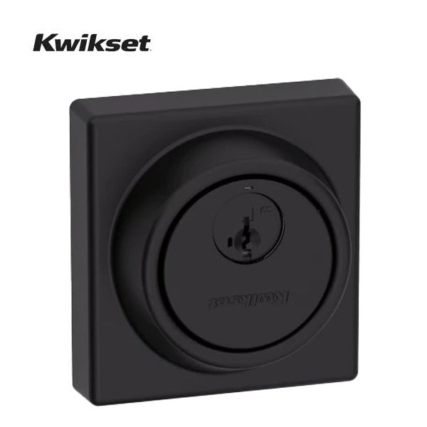 Kwikset - 816 - Key Control Contemporary Deadbolt - Single Cylinder - Square Rose - 514 - Matte Black - SmartKey Technology - Grade 2