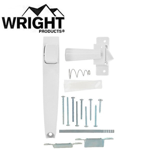 Wright - V333 - Push Button Latch For Screen and Storm Doors - Out Swinging - Wood / Metal Doors - Optional Finish
