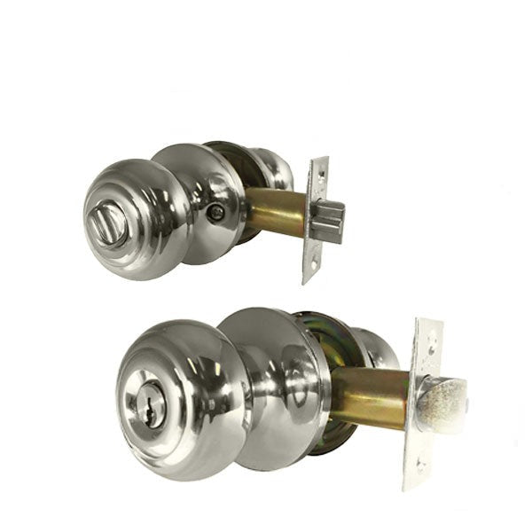 Premium Knob Set Lock- Entrance - SS - Satin Silver - Retail Packaging - SC1 - Grade 3