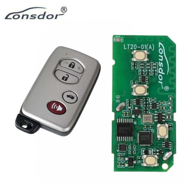 Lonsdor - LT20 01 + 4-Button Silver Universal Smart Remote Smart Key for Toyota & Lexus K518S, K518ISE & KH100+ Switchable Frequency with Hatch Button