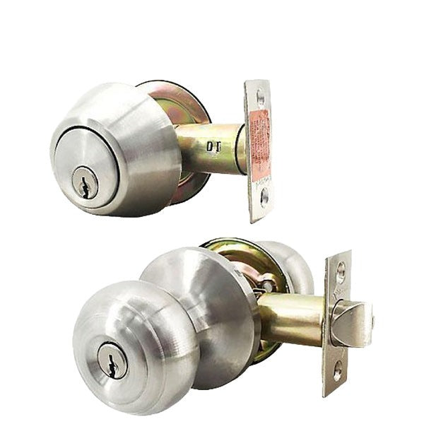 Kenaurd - Premium Combo Lockset – Knob & Deadbolt – Satin Silver (SC1)