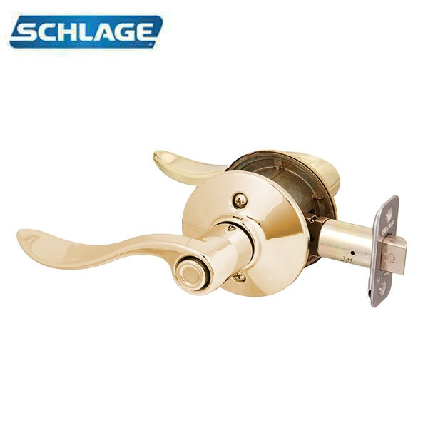Schlage - 16210 - Accent Lever Set - Privacy - Round Rose - Bright Brass - Field Reversible Handing - Grade 2