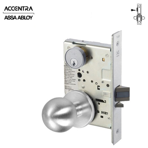 Accentra (Formerly Yale) - COR8808 - Mortise Lockset - Classroom - Copenhagen Knob - E1R/Para Keyway - Satin Chrome - Grade 1
