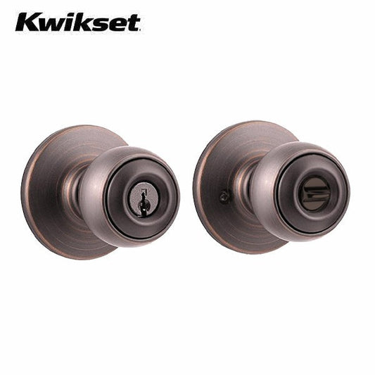 Kwikset - 400P - Polo Knob Set - Round Rose - Venetian Bronze - Entrance - SmartKey Technology - Grade 3