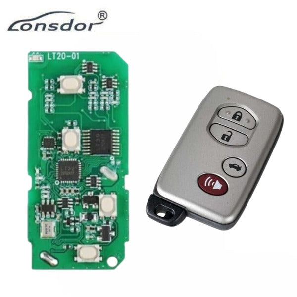 Lonsdor - LT20 01 + 4-Button Silver Universal Smart Remote Smart Key for Toyota & Lexus K518S, K518ISE & KH100+ Switchable Frequency