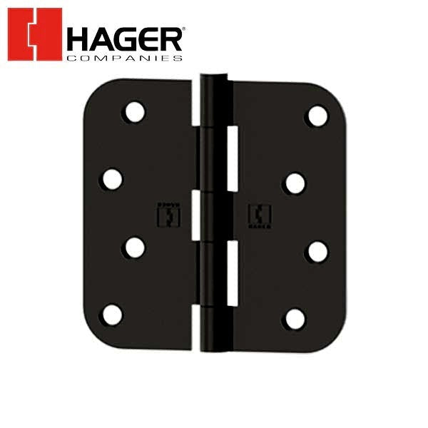 Hager - RC1842 - 5-Knuckle - Round Corner 5/8" Radius - Plain Bearing with Fasteners - 4" x 4" - Optional Finish - Optional Pin Function