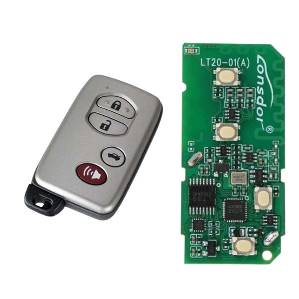 Lonsdor - LT20 01 + 4-Button Silver Universal Smart Remote Smart Key for Toyota & Lexus K518S, K518ISE & KH100+ Switchable Frequency with Hatch Button