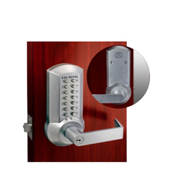 Cal-Royal - CRCODE202 - Mechanical Stand Alone Push Button Lever Lock - Storeroom - Satin Chrome - Grade 2