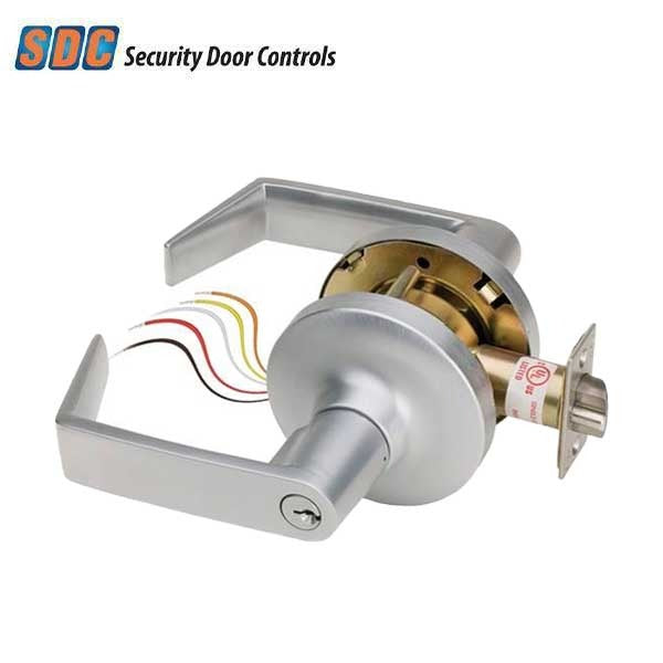 SDC - Z7252EQ6PKA - Electrified Cylindrical Lockset - Keyed Alike - 6-Pin - Fail Secure - Eclipse Lever - 12/24VDC - Satin Chrome - Fire Rated - Grade 1