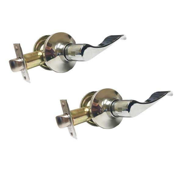 2 x Premium Lever Set Handle Lock - Passage - BC- Bright Chrome (Bundle of 2)