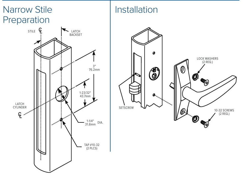 Adams Rite - 4560 - Deadlatch Handle - Lever - LH or LHR - Aluminum - for 4300/4500/4900 Deadlatches