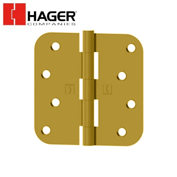 Hager - RC1841 - 5-Knuckle - Round Corner 5/8" Radius - Plain Bearing With Fasteners - 4" x 4" - Optional Finish