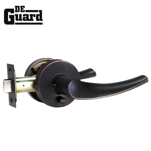 Contemporary Wave Lever Set - Privacy - Round Rose - Aged Bronze - Grade 3