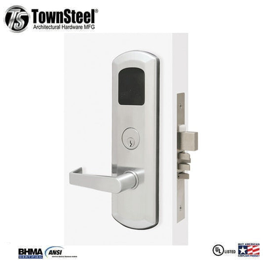 TownSteel - E-Kontos 1B 5000 Series Mortise Lock - Rigid Lockbody - Manual Deadbolt - 2-3/4′′ Backset - Sentinel Lever Set - Right Handed - Satin Chrome - Keyed Different - Grade 1