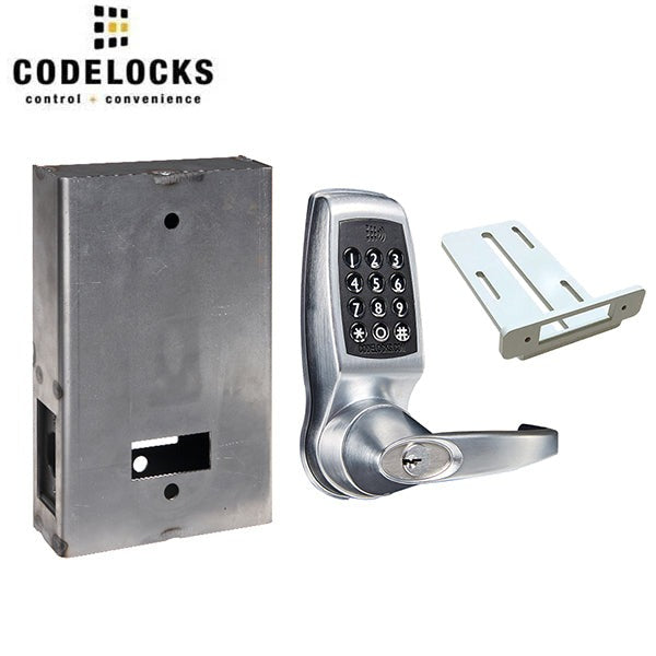CodeLocks - CL4510 Gate Box Kit - Electronic Smart Lock - Tubular Latch Bolt Gate Box Kit - Entrance - Brushed Steel