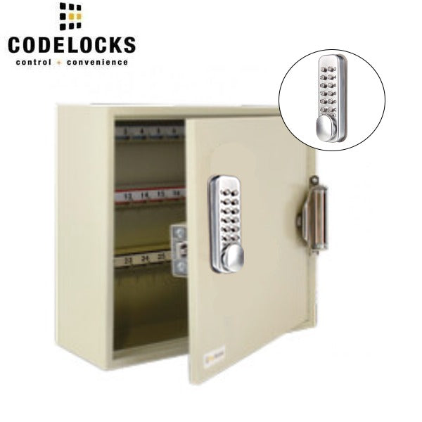 CodeLocks - Key Secure Hook Key Cabinet w/ CL160 - Self Closing - Mechanical Lock - Tubular Mortise Latch - Optional Size