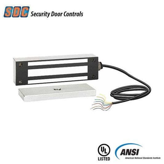 SDC - 1576 - Single Magnetic Gate Lock - Face Drilled Mount - 1200lbs. - 12/24VDC - Satin Stainless Steel - Grade 1