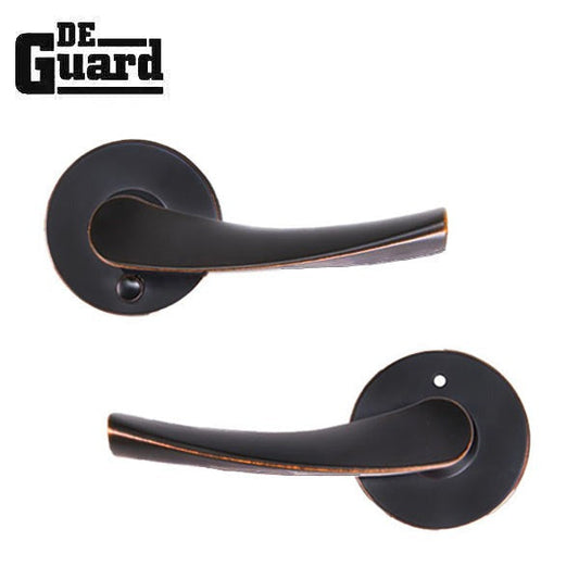 Contemporary Wave Lever Set - Privacy - Round Rose - Aged Bronze - Grade 3