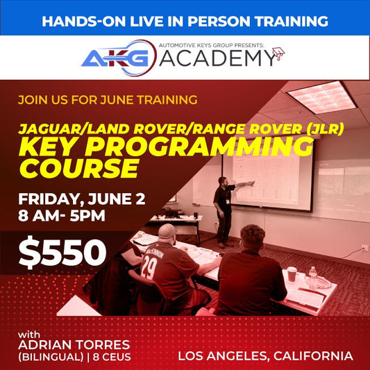 Hands-On Live In-Person Training - Jaguar/Land Rover/Range Rover (JLR) Key Programming Course - Bilingual - 1 Day Course - 8 CEU's (June 2nd, 8AM to 5PM PDT - Los Angeles, California)