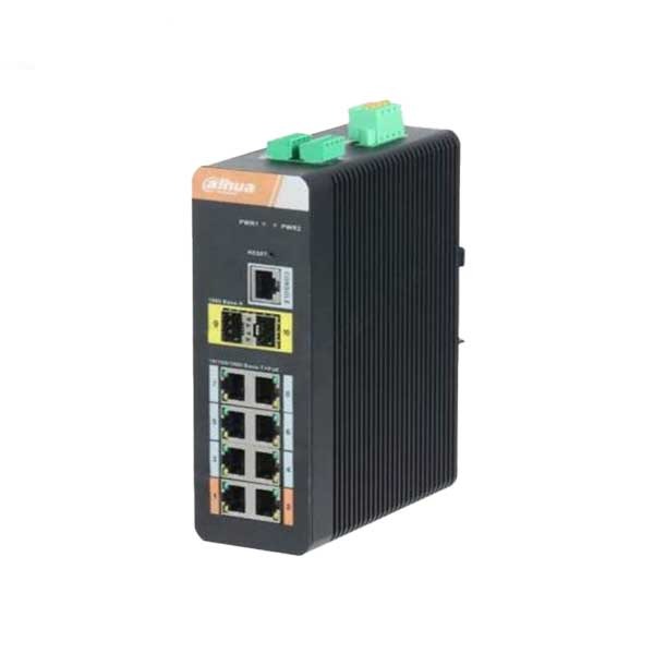 Dahua / PoE Ethernet Switch / Industrial / 8-Port / 48-57 VDC / 120W / Managed / PFS4210-8GT-DP
