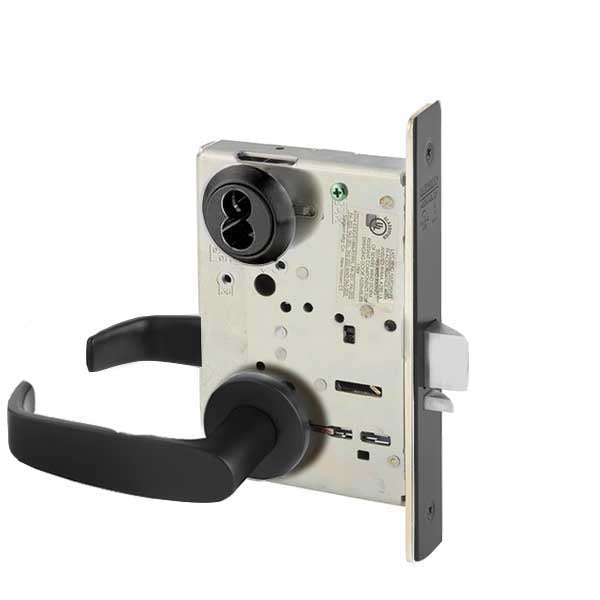 Sargent - 8237 - Mechanical Mortise Lock - LN Rose / L Lever - Classroom - LFIC - BSP - Black Suede Powder Coat - Grade 1