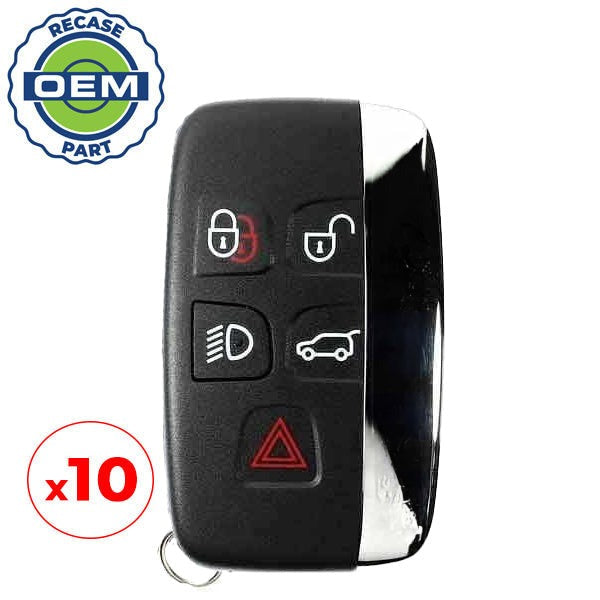 10 x 2010 - 2020 Land Rover Range Rover / 5-Button Smart Key / PN: BJ32-15K601-AB / KOBJTF10A (OEM Recase)