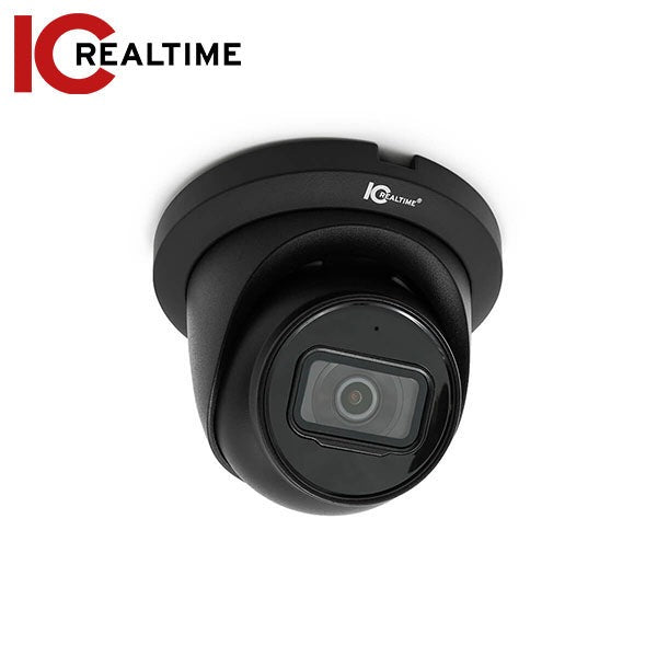 IC Realtime - IPEL-E80F-IRB2 / 8MP IP Indoor/Outdoor Mid-Size Eyeball Dome Camera / Blck Housing / Fixed 2.8mm Lens. 98.4 FT Smart IR. POE CAPABLE / AI