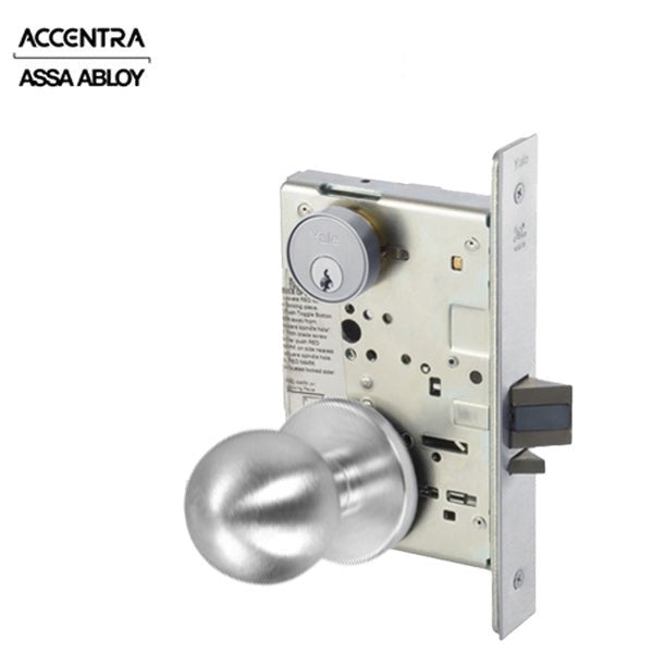 Accentra (Formerly Yale) - COR8808 - Mortise Lockset - Classroom - Copenhagen Knob - E1R/Para Keyway - Satin Chrome - Grade 1