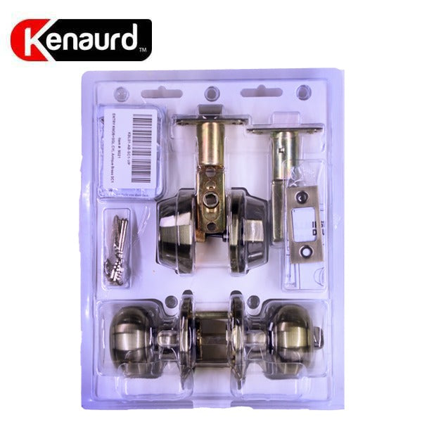 Premium Combo Lockset - Knob & Deadbolt - Entrance - Antique Brass - Retail Packaging - SC1 - Grade 3