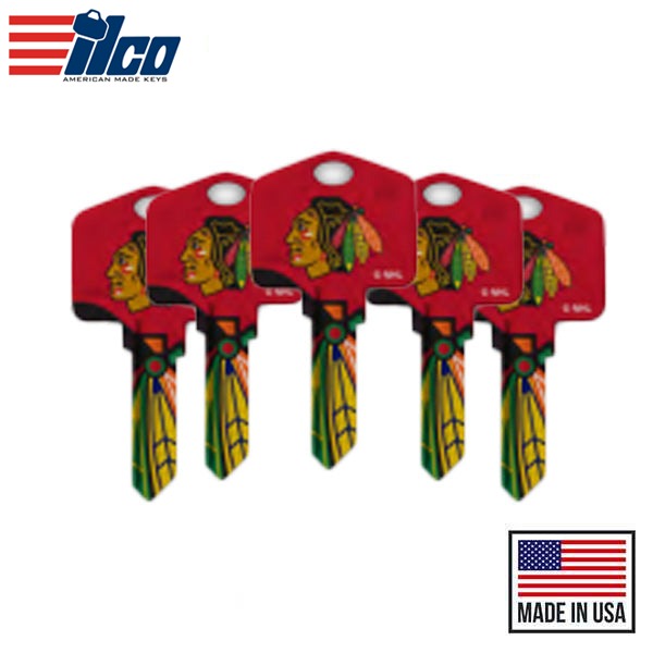 Ilco - NHL TeamKeys - Key Blank - Chicago Blackhawks - KW1 (5 Pack)