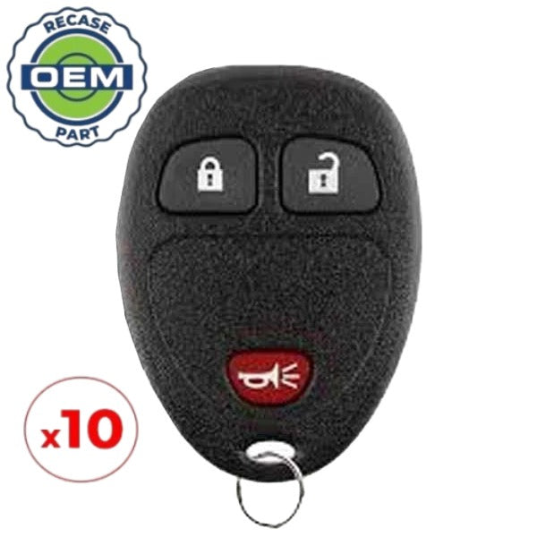 10 x 2005-2011 GM / 3-Button Keyless Entry Remote / PN: 15777636 / KOBGT04A (OEM Recase)