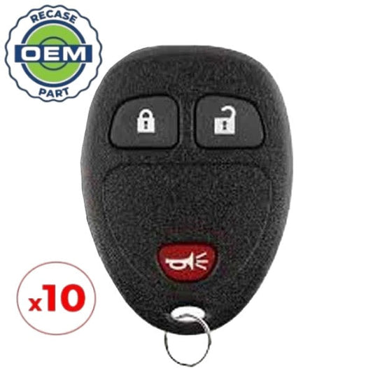 10 x 2005-2011 GM / 3-Button Keyless Entry Remote / PN: 15777636 / KOBGT04A (OEM Recase)