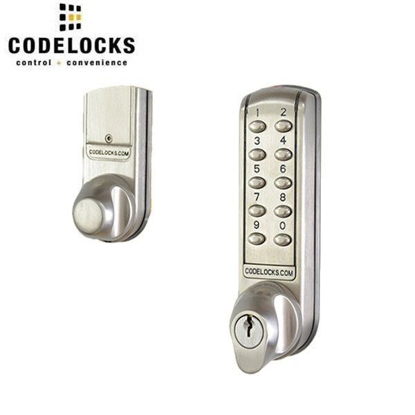 CodeLocks - CL2210 - Electronic Door Lock - Dual Backset Latch 2 3/8" - 2 3/4" - Electronic Mortise Deadbolt - Brushed Steel
