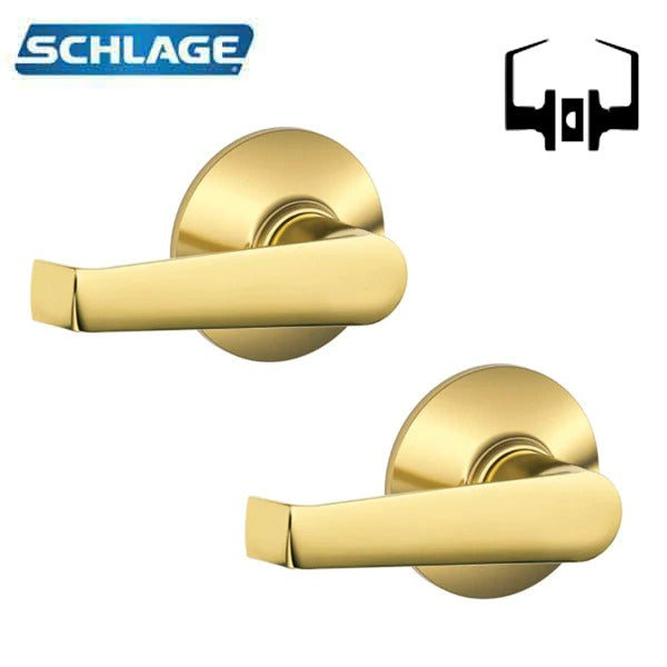 Schlage - 16210 - Elan Lever Set - Passage - Round Rose - Bright Brass - Grade 2