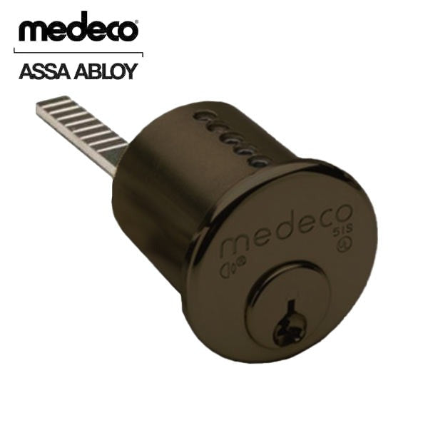 Medeco - 100400HT - M3 Biaxial - 6-Pin - 1-1/8" Rim Cylinder Y02 Horizontal Tailpiece - DL Keyway Pinned - 24 - Dark Bronze - Grade 1
